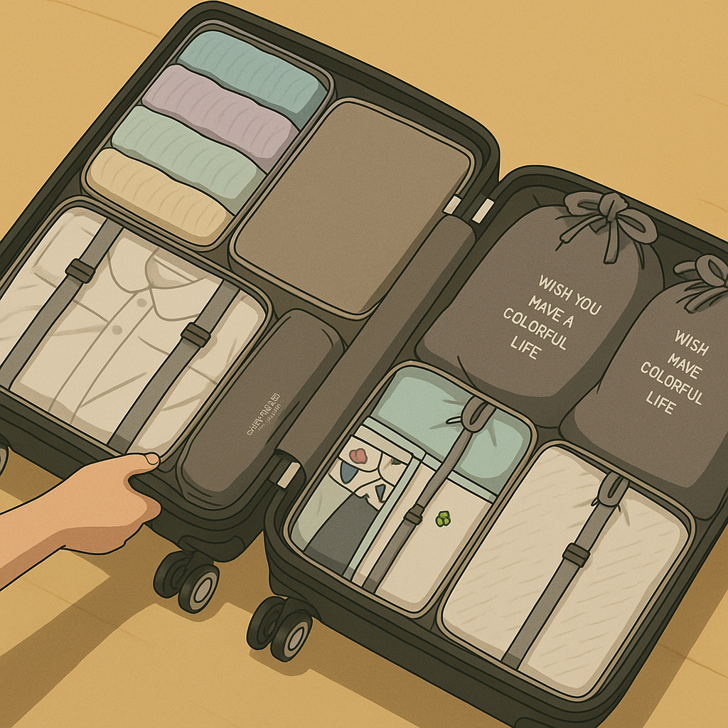 Packing cubes and compression cubes in a carry-on